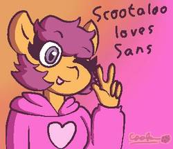 Size: 370x320 | Tagged: safe, artist:nao-chan173, scootaloo, oc, oc only, oc:ponytale scootaloo, anthro, comic:ponytale, g4, female, solo