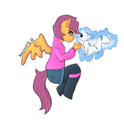 Size: 1024x1024 | Tagged: safe, artist:nonsencekitty14, scootaloo, oc, oc only, oc:ponytale scootaloo, anthro, comic:ponytale, g4, female, solo