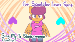 Size: 1024x576 | Tagged: safe, artist:starstriker501, scootaloo, oc, oc only, oc:ponytale scootaloo, anthro, comic:ponytale, g4, animation meme, female, flipaclip, solo