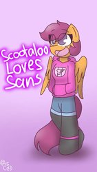 Size: 600x1067 | Tagged: safe, artist:artistdoodles, scootaloo, oc, oc only, oc:ponytale scootaloo, anthro, comic:ponytale, g4, female, solo