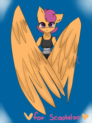 Size: 1200x1600 | Tagged: safe, artist:loveme321, scootaloo, oc, oc only, oc:ponytale scootaloo, anthro, comic:ponytale, g4, female, solo