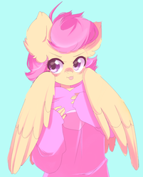 Size: 2601x3233 | Tagged: safe, artist:cudlil, scootaloo, oc, oc only, oc:ponytale scootaloo, anthro, comic:ponytale, g4, cute, cutealoo, female, high res, no more ponies at source, solo