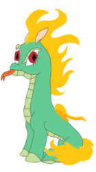 Size: 1621x2900 | Tagged: safe, artist:supahdonarudo, tianhuo (tfh), longma, them's fightin' herds, community related, fire, forked tongue, mane of fire, simple background, sitting, that tongue thing, tongue out, transparent background