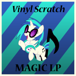 Size: 1400x1400 | Tagged: safe, artist:flutterspon, dj pon-3, vinyl scratch, pony, g4, album cover, female, headphones, solo