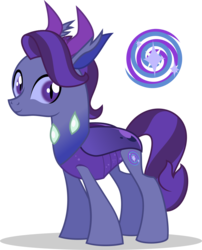 Size: 842x1043 | Tagged: safe, artist:mlp-trailgrazer, oc, oc only, oc:spiral galaxy, changepony, hybrid, cutie mark, interspecies offspring, male, offspring, parent:starlight glimmer, parent:thorax, parents:glimax, simple background, solo, transparent background, vector