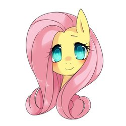 Size: 700x700 | Tagged: safe, artist:zakro, fluttershy, pegasus, pony, g4, bust, cute, female, looking at you, mare, portrait, shyabetes, simple background, smiling, solo, white background