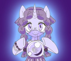 Size: 743x640 | Tagged: safe, artist:bbtasu, oc, oc only, oc:mona forchun, pony, crystal ball, female, fortune teller, looking at you, mare, solo, veil