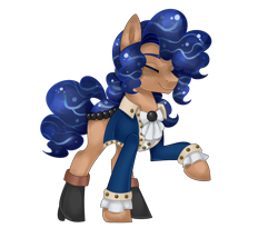 Size: 4744x3896 | Tagged: safe, artist:mlpdarksparx, oc, oc only, oc:john, earth pony, original species, pond pony, pony, closed species, clothes, eyes closed, gift art, hamilton, raised hoof, simple background, smiling, solo, transparent background