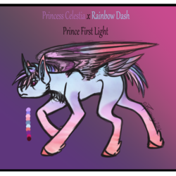 Size: 1280x1280 | Tagged: safe, artist:pseishiyo, oc, oc only, oc:prince first light, pony, magical lesbian spawn, offspring, parent:princess celestia, parent:rainbow dash, parents:dashlestia, solo