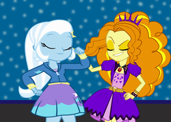 Size: 5250x3750 | Tagged: safe, artist:ktd1993, adagio dazzle, trixie, equestria girls, g4, female, lesbian, ship:triagio, shipping