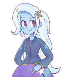 Size: 1200x1500 | Tagged: safe, artist:crazeymc, artist:koripurin, trixie, equestria girls, g4, clothes, cute, diatrixes, female, hoodie, looking at you, moe, simple background, skirt, solo, transparent background