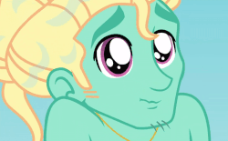 Size: 724x450 | Tagged: safe, screencap, zephyr breeze, blue crushed, equestria girls, g4, my little pony equestria girls: better together, animated, close-up, clothes, cute, eye shimmer, partial nudity, puppy dog eyes, topless, wet, wet hair, zephyr's necklace, zephyrbetes