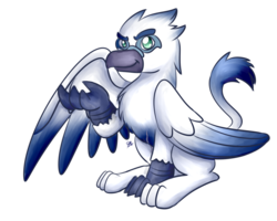 Size: 1280x1024 | Tagged: safe, artist:sugar morning, oc, oc only, oc:ghislain, griffon, colored wings, commission, gradient, gradient tail, gradient wings, griffon oc, looking at you, male, scar, simple background, sitting, solo, spread wings, transparent background, wing open, wings