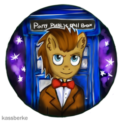 Size: 425x425 | Tagged: safe, artist:kassberke, doctor whooves, time turner, earth pony, pony, g4, bowtie, doctor who, ear fluff, male, solo, space, stallion, stars, tardis, the doctor