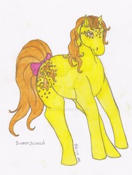 Size: 900x1191 | Tagged: safe, artist:etchingz, butterscotch (g1), pony, g1, female, solo, traditional art, watercolor painting