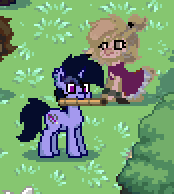 Size: 174x194 | Tagged: safe, artist:php142, oc, oc only, oc:purple flix, earth pony, pony, unicorn, pony town, animated, clothes, cute, dress, female, frown, lidded eyes, male, mare, mouth hold, nom, sitting, smiling, stallion, standing, torch