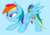 Size: 2854x2000 | Tagged: safe, artist:esfelt, rainbow dash, pony, g4, blue background, female, high res, simple background, solo, spread wings, wings