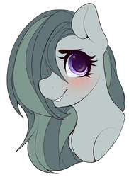 Size: 1185x1629 | Tagged: safe, artist:kribbles, marble pie, earth pony, pony, g4, blushing, cute, daaaaaaaaaaaw, female, hair over one eye, marblebetes, mare, simple background, smiling, solo