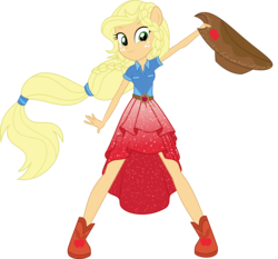 Size: 2150x2000 | Tagged: safe, artist:whalepornoz, applejack, equestria girls, equestria girls specials, g4, my little pony equestria girls: better together, my little pony equestria girls: forgotten friendship, clothes, cowboy hat, dress, female, freckles, hat, high res, ponied up, simple background, solo, stetson, super ponied up, transparent background, vector