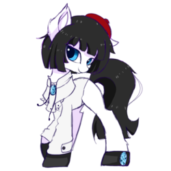 Size: 1500x1500 | Tagged: safe, artist:heddopen, oc, oc only, earth pony, pony, beret, clothes, cute, ear fluff, female, gem, hat, jewelry, shirt, shoes, simple background, white background