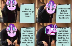 Size: 680x436 | Tagged: safe, starlight glimmer, pony, unicorn, g4, the cutie re-mark, broken english, gru's plan, meme, s5 starlight