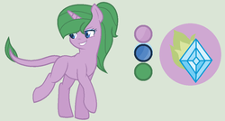 Size: 971x519 | Tagged: safe, artist:princessunicorn123, oc, oc only, oc:fire jewel, dracony, hybrid, pony, unicorn, base used, female, green background, interspecies offspring, mare, offspring, parent:rarity, parent:spike, parents:sparity, reference sheet, simple background, solo