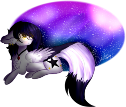Size: 827x703 | Tagged: safe, artist:anasflow, oc, oc only, oc:moon stone, pegasus, pony, chest fluff, colored wings, female, mare, multicolored wings, night, prone, simple background, solo, transparent background, two toned wings
