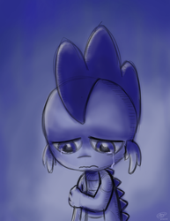 Size: 2550x3300 | Tagged: safe, artist:loreto-arts, spike, dragon, g4, crying, high res, looking down, male, sad, solo