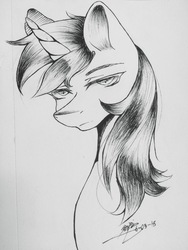 Size: 2448x3264 | Tagged: safe, artist:noey11843, shining armor, pony, g4, bust, high res, male, monochrome, portrait, solo, traditional art
