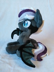 Size: 1024x1365 | Tagged: safe, artist:doctorkoda, oc, bat pony, pony, irl, male, photo, plushie, sitting, solo, stallion, watermark