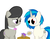 Size: 700x539 | Tagged: safe, artist:erthilo, dj pon-3, octavia melody, vinyl scratch, pony, ask octavia, g4, ask, rock, wrong eye color