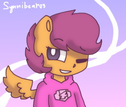 Size: 2600x2200 | Tagged: safe, artist:synnibear03, scootaloo, oc, oc only, oc:ponytale scootaloo, anthro, comic:ponytale, g4, female, high res, solo