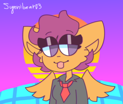 Size: 2600x2200 | Tagged: safe, artist:synnibear03, scootaloo, oc, oc only, oc:ponytale scootaloo, anthro, comic:ponytale, g4, female, high res, necktie, solo, style emulation, vaporwave