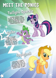 Size: 900x1260 | Tagged: safe, applejack, spike, twilight sparkle, earth pony, pony, unicorn, g4, cardboard twilight, raised hoof, stock vector, sunburst background