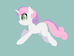 Size: 1046x794 | Tagged: safe, artist:synnibear03, sweetie belle, pony, g4, female, green background, simple background, solo