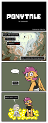 Size: 1100x2784 | Tagged: safe, artist:synnibear03, scootaloo, oc, oc:ponytale scootaloo, anthro, comic:ponytale, g4, frisk, undertale