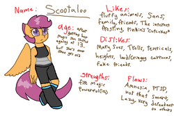 Size: 1188x792 | Tagged: safe, artist:synnibear03, scootaloo, oc, oc only, oc:ponytale scootaloo, anthro, comic:ponytale, g4, female, simple background, solo, white background