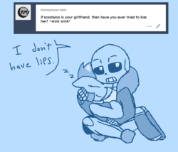 Size: 924x792 | Tagged: safe, artist:synnibear03, scootaloo, oc, oc:ponytale scootaloo, anthro, comic:ponytale, g4, crossover, crossover shipping, female, male, monochrome, sans (undertale), scootasans, shipping, straight, undertale