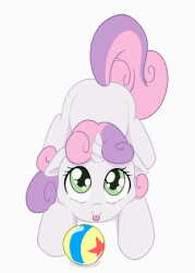 Size: 500x700 | Tagged: safe, artist:dstears, sweetie belle, pony, unicorn, g4, :p, animated, ball, behaving like a dog, blank flank, butt, butt shake, cute, daaaaaaaaaaaw, diasweetes, disney, eye shimmer, female, filly, floppy ears, frame by frame, gif, looking at you, looking up, looking up at you, luxo's ball, pixar, plot, silly, simple background, solo, sweet dreams fuel, tail wag, tongue out, weapons-grade cute, white background