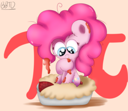 Size: 3067x2660 | Tagged: safe, artist:bronybehindthedoor, pinkie pie, earth pony, pony, g4, female, food, high res, pi day, pie, solo