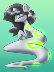 Size: 2066x2783 | Tagged: safe, artist:roaert, oc, oc only, oc:lily, lamia, monster pony, original species, snake pony, gradient background, high res, looking at you, looking back, looking back at you, one eye closed, solo, wink