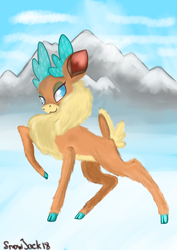 Size: 2480x3508 | Tagged: safe, artist:php97, velvet (tfh), deer, reindeer, them's fightin' herds, community related, female, high res, mountain, solo, winter