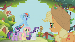 Size: 1280x720 | Tagged: safe, screencap, applejack, fluttershy, rainbow dash, rarity, twilight sparkle, g4, swarm of the century