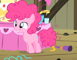 Size: 496x389 | Tagged: safe, screencap, pinkie pie, earth pony, pony, g4, the cutie mark chronicles, cropped, cute, diapinkes, female, filly, filly pinkie pie, messy mane, smiling, solo, younger