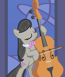 Size: 507x603 | Tagged: safe, screencap, octavia melody, earth pony, pony, g4, the best night ever, bipedal, bow (instrument), cello, cello bow, cropped, eyes closed, female, mare, musical instrument, solo