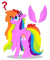 Size: 2512x3035 | Tagged: safe, artist:tomboygirl45, oc, oc only, oc:rainbow cloud, pegasus, pony, chest fluff, female, high res, mare, simple background, solo, transparent background, wingless