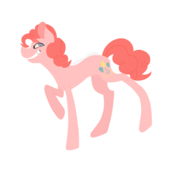 Size: 1000x1000 | Tagged: safe, artist:merulae-aspectu, pinkie pie, earth pony, pony, g4, female, grin, mare, raised hoof, simple background, smiling, solo, standing, transparent background