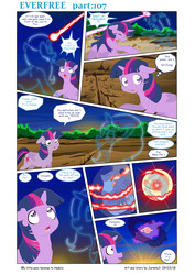 Size: 6197x8760 | Tagged: safe, artist:jeremy3, trixie, twilight sparkle, alicorn, ghost, night phoenix, phoenix, pony, comic:everfree, g4, absurd resolution, comic, magic, spirit, twilight sparkle (alicorn)