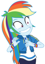 Size: 2131x2997 | Tagged: safe, artist:sketchmcreations, rainbow dash, constructive criticism, equestria girls, equestria girls series, g4, clothes, constructive criticism: rainbow dash, faic, female, grin, hair, high res, hoodie, leggings, nervous, nervous smile, rainbow dash is best facemaker, shirt, simple background, smiling, solo, sweater, teenager, teeth, transparent background, vector, wristband