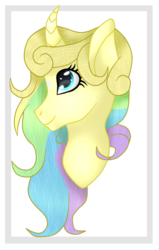 Size: 500x788 | Tagged: safe, artist:cindystarlight, oc, oc only, oc:acry weaver, pony, unicorn, bust, curved horn, female, horn, mare, portrait, solo